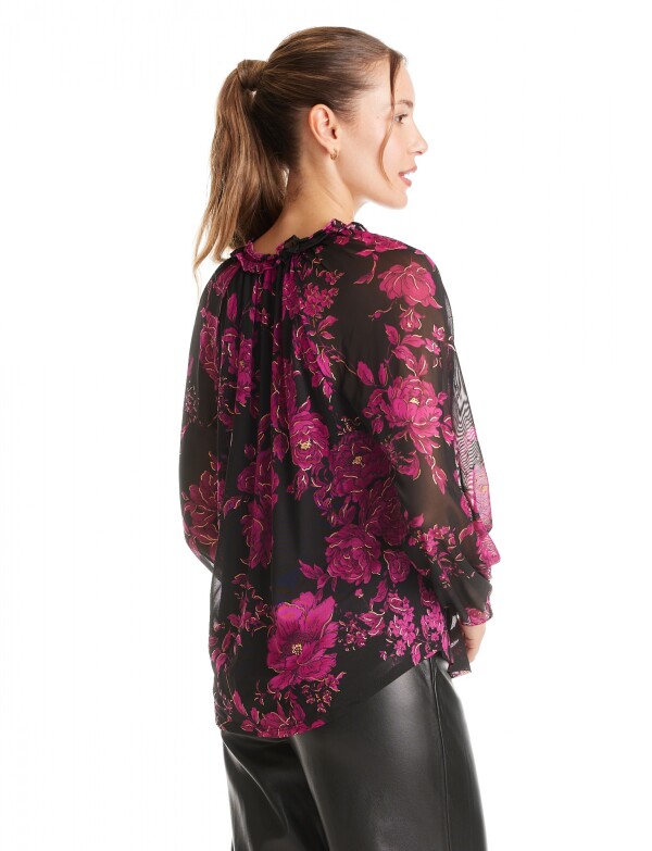 Blusa Microtul Print NEGRO/VIOLETA
