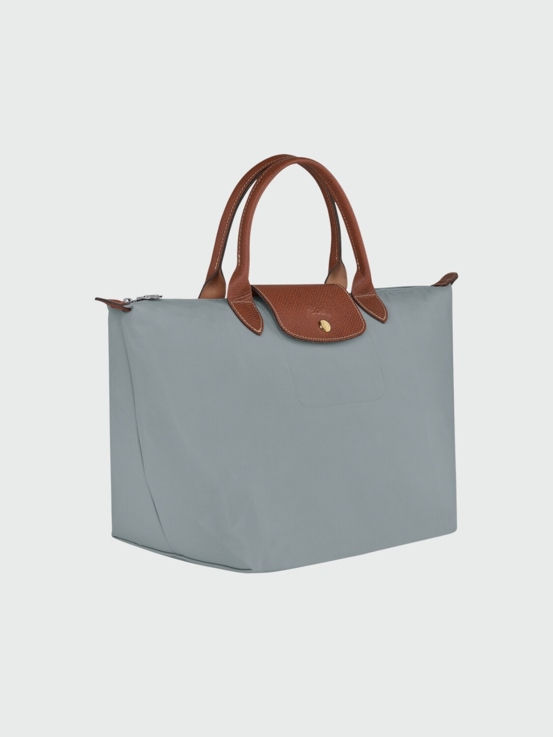 Longchamp -Cartera Longchamp plegable de nylon con cierre y asa corta, Le pliage M Gris