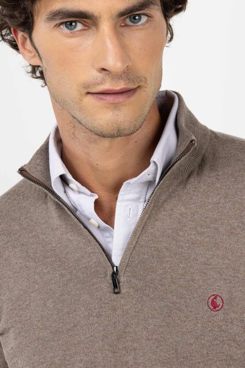 Sweater Medio Cierre El Ganso Topo