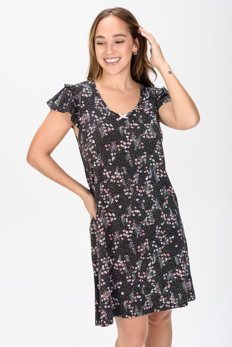 CAMISÓN ESTAMPADO - NEGRO ESTAMPADO 