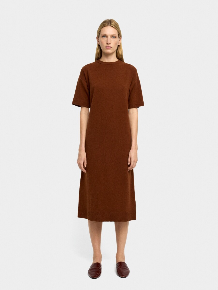 Vestido Midi De Punto teja