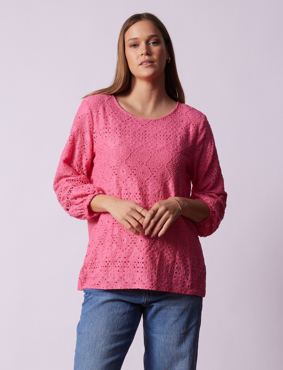 Blusa Broderie - Fucsia 
