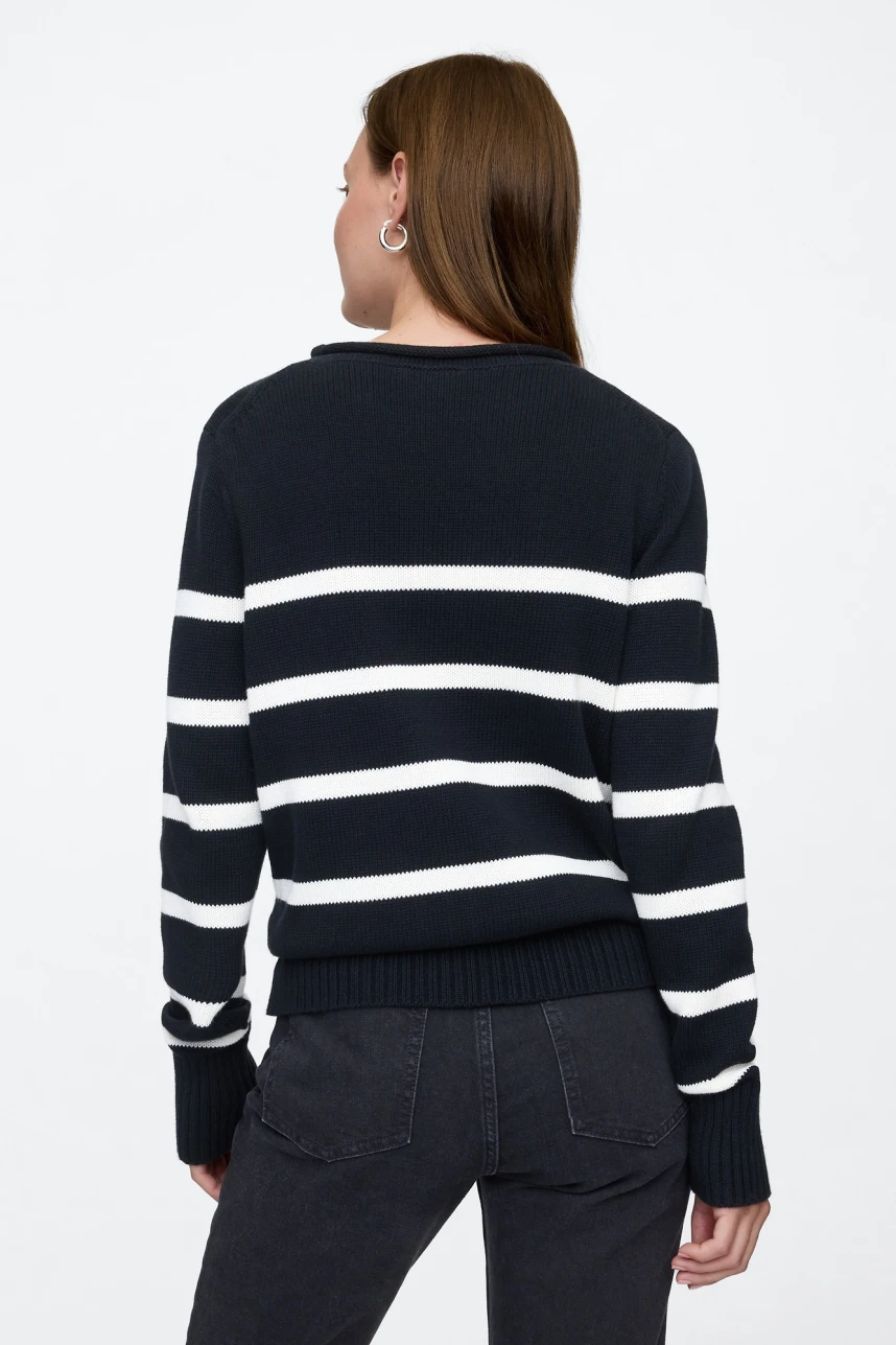 Buzo Básico Mujer Black White Stripe