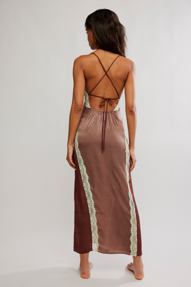 VESTIDO MAXI SLIP SOME KIND OF Marron
