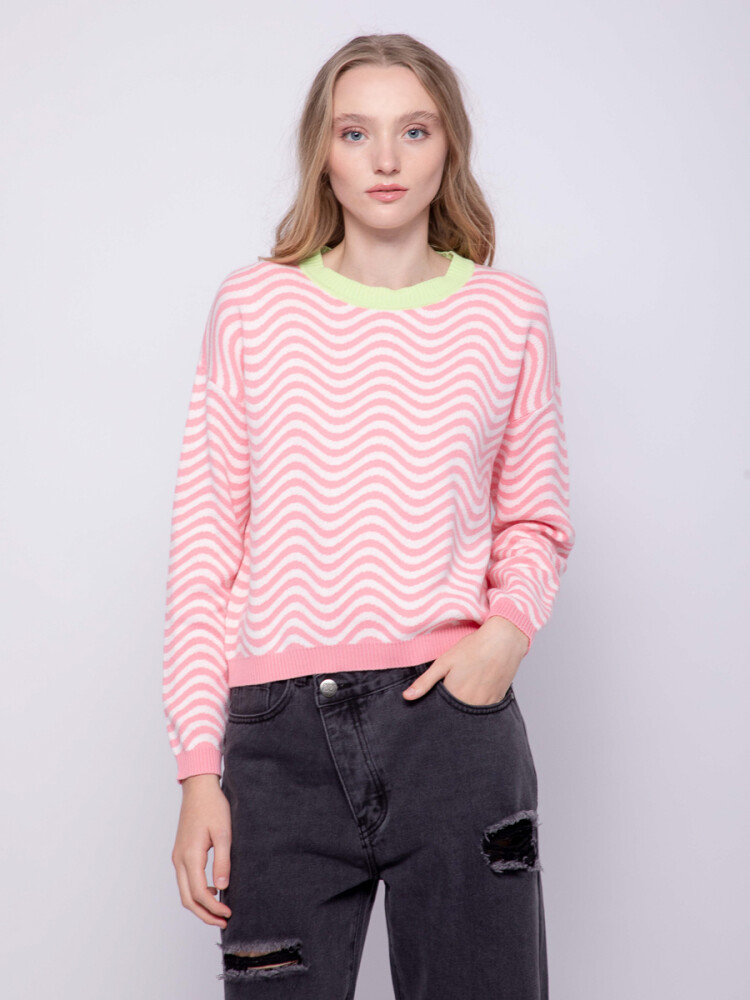 SWEATER WAVES Rosa Cuarzo