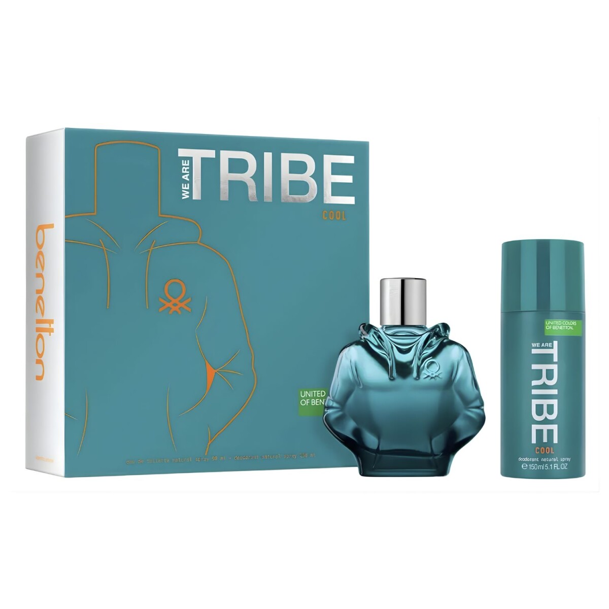 Set Benetton Men We Are Tribe Cool Edt 90ml +Deo 150 Ml 