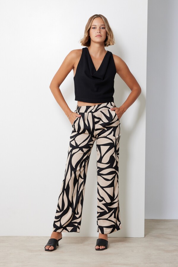 Pantalon Print NEGRO/BEIGE