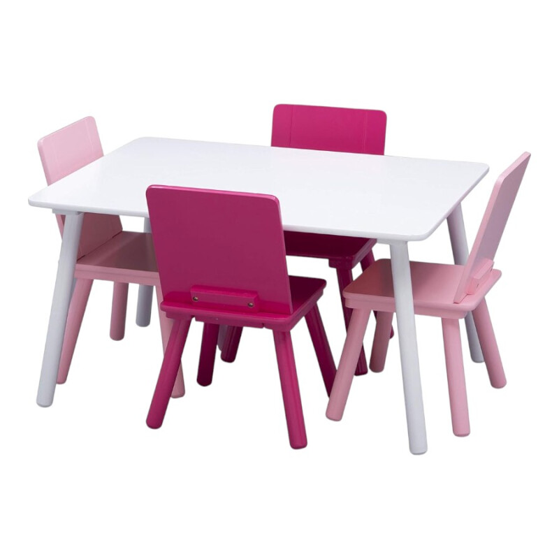 Juego mesa y 4 sillas infantil rosa Juego mesa y 4 sillas infantil rosa
