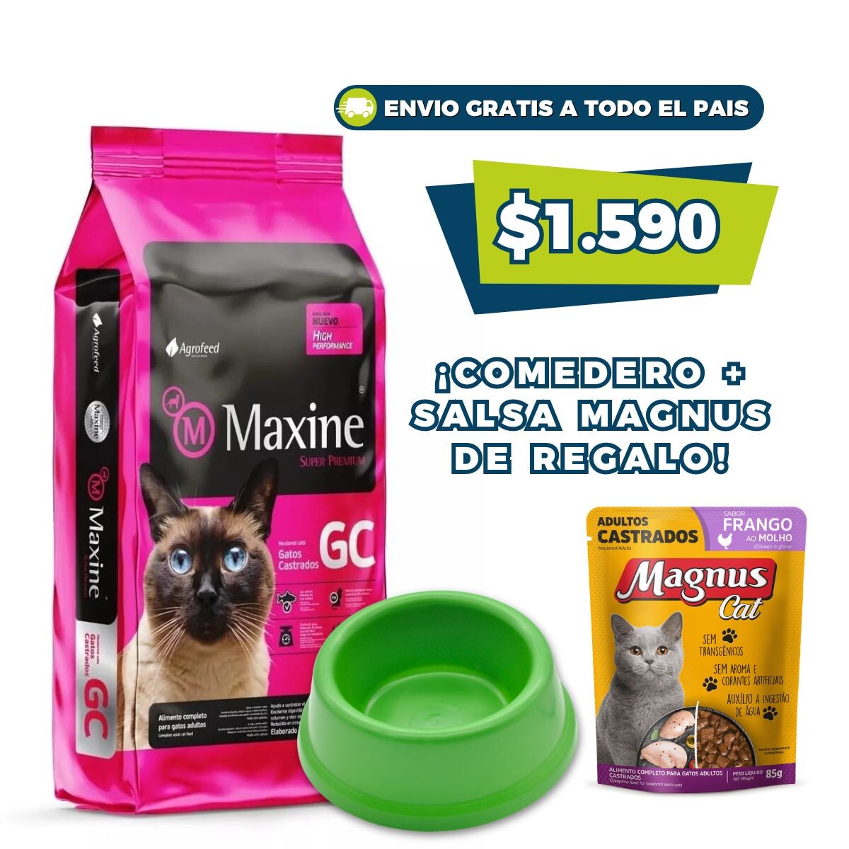 MAXINE GATOS CASTRADOS - 7.5 KG + COMEDERO + SALSA DE REGALO 