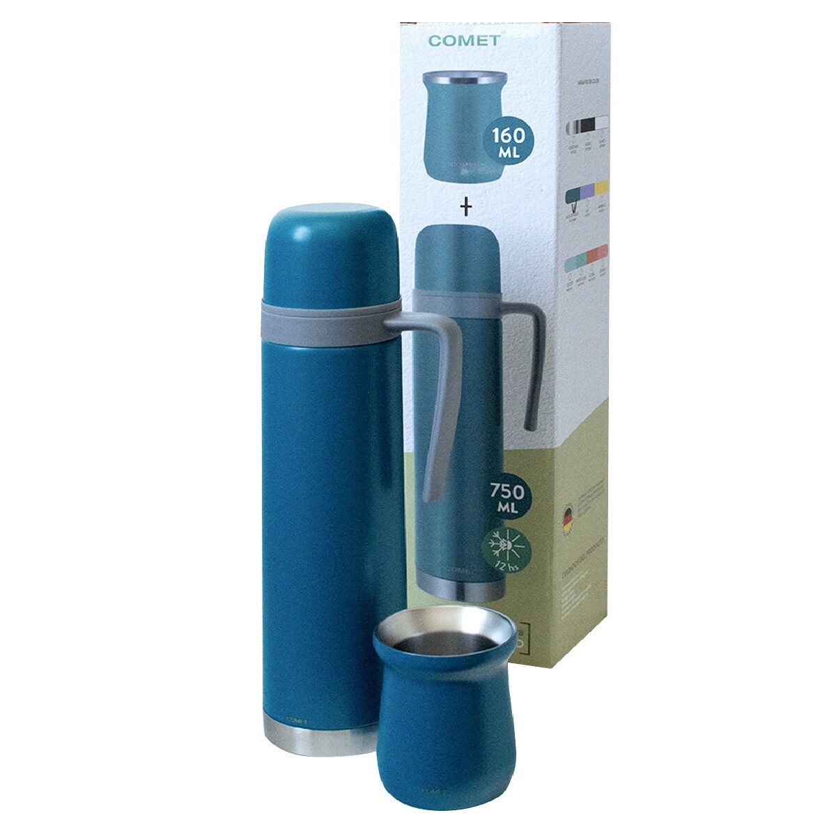 Set Comet Termo Acero Inoxidable 750ML + Mate 160ML W7535 - AZUL-PIEDRA 