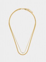 Collar Doble Con Cadena De Serpiente Con Cristal - Acero Inoxidable dorado