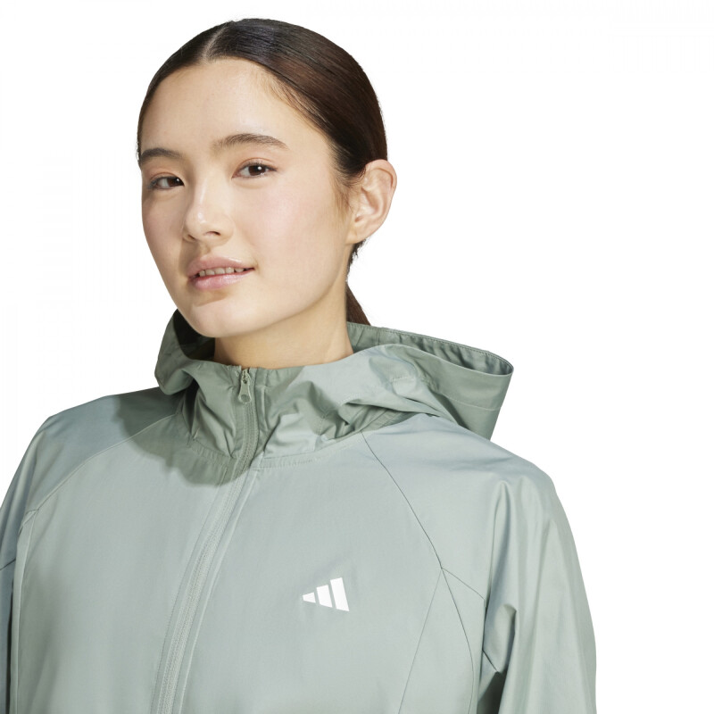 Campera Adidas HYGLM WINDB de Mujer - JC9847 Gris Verdoso-blanco