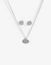 Bijouterie Set Metal Set De Aros Y Cadena En Plata Para Niñas - Plateado Rodio