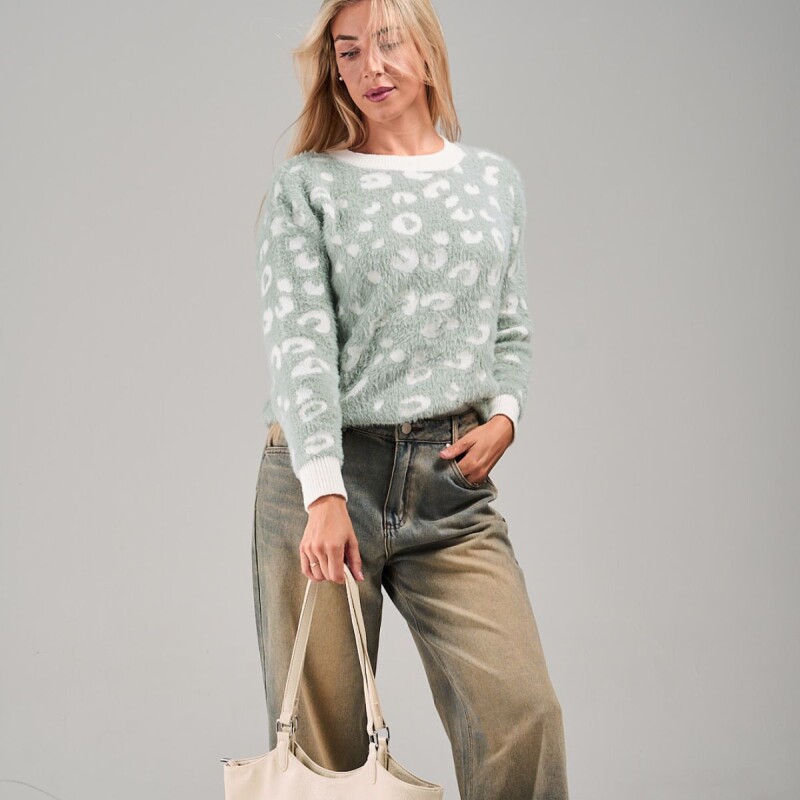 Buzo Animal Print Slowly Light Green Off