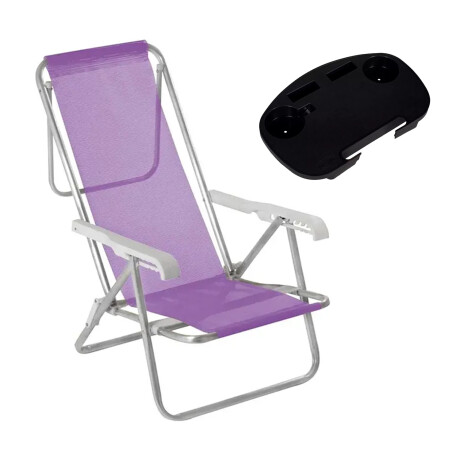 Set Silla Recl 8Posic 100Kg Alum + Mesa Lateral Divisiones Lila