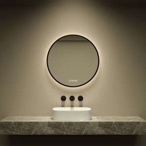 Espejo LED 80cm con Marco Negro Espejo Led 80cm Con Marco Negro