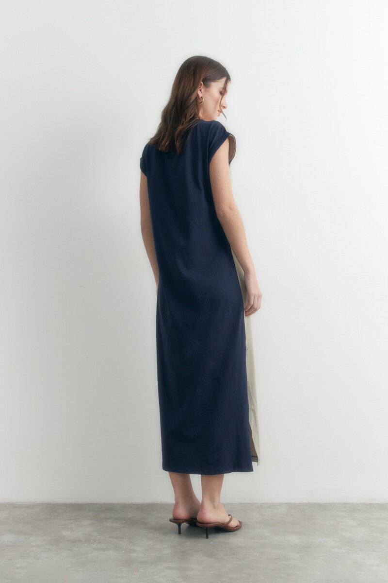 Vestido bicolor verde oliva