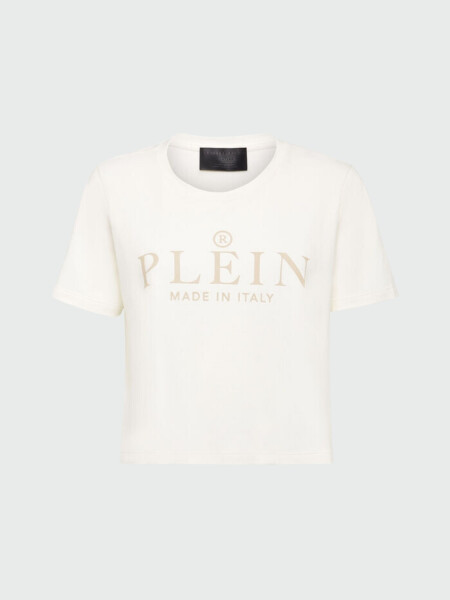 PHILIPP PLEIN - camiseta corta dorada Iconic Plein Blanco