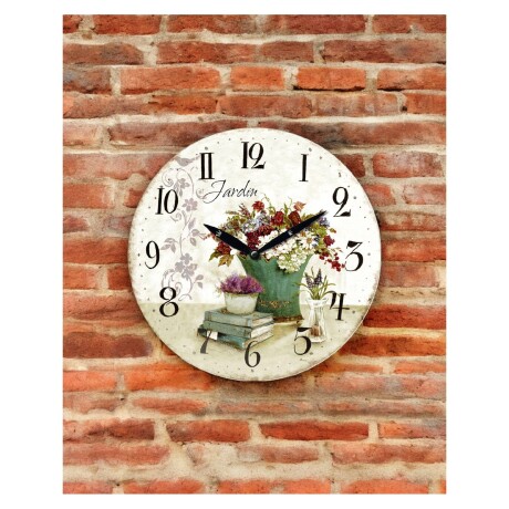 Reloj Analógico de Pared en MDF con Estampado Selecta 29cm FLORAL VINTAGE