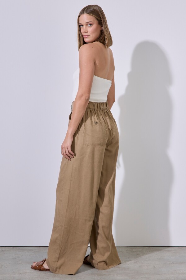 Pantalon Lino Cargo TOSTADO