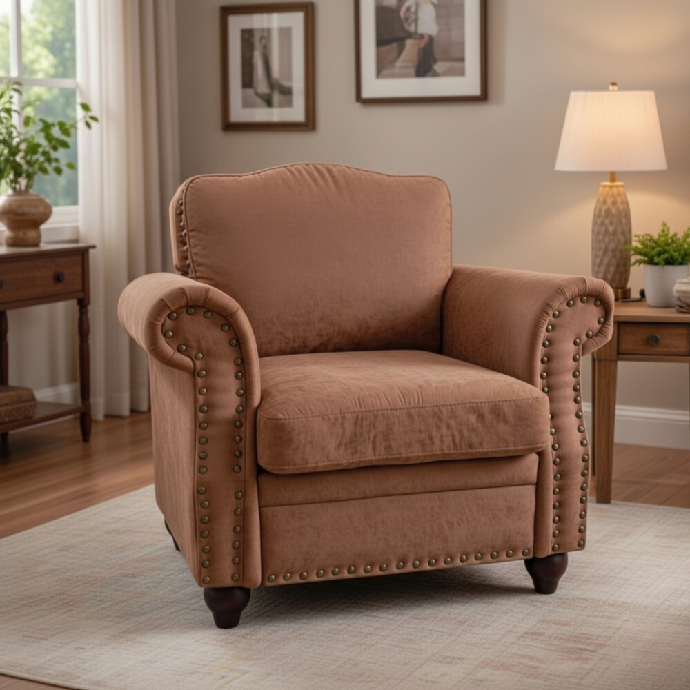 SOFÁ SILLÓN 1 CUERPO NUBUCK - CON TACHAS BEIGE