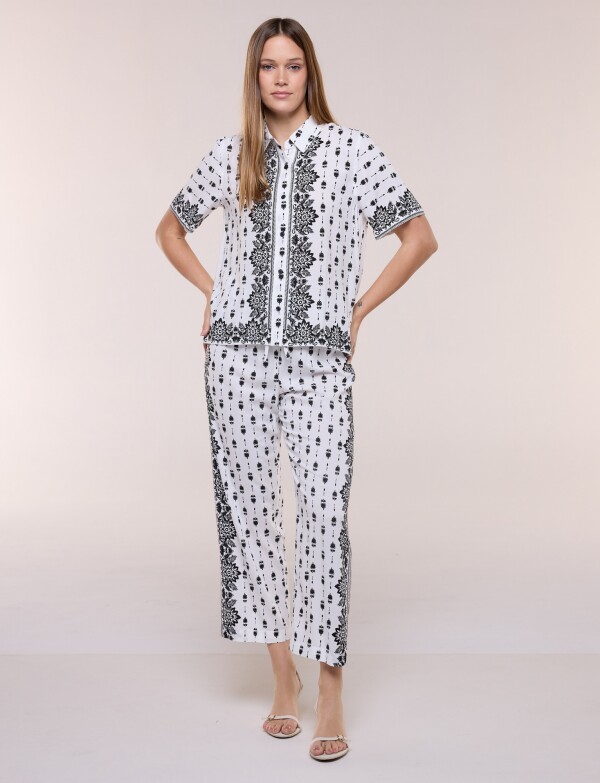 Pantalon Fluído Crop Printed CRUDO/MULTI