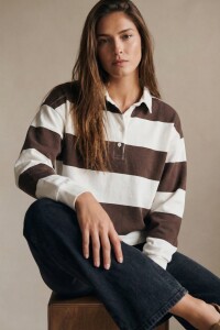Sweater Polo Rayado Marron