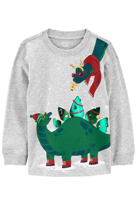 Remera de algodón, estampa navideña Sin color