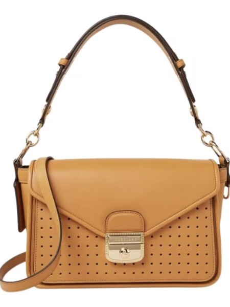 Longchamp -Cartera de cuero con solapa, Mademoiselle Mostaza