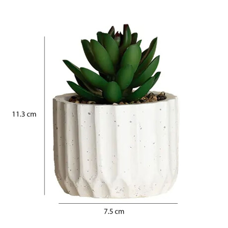 Mini Planta Artificial Decorativa Maceta Acanalada Cemento Verde