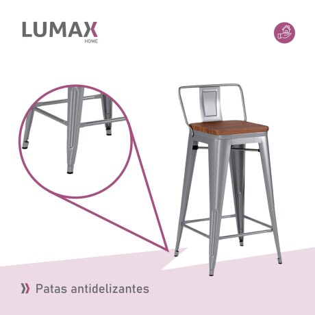 Taburete con respaldo Tolix en metal con asiento de madera Gris