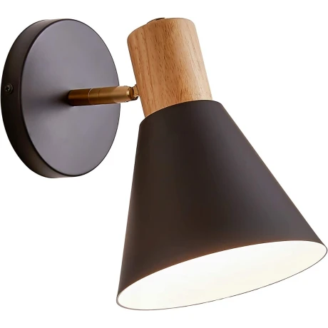 Aplique Estilo Nórdico Metal Blanco Con Detalle Madera Negro