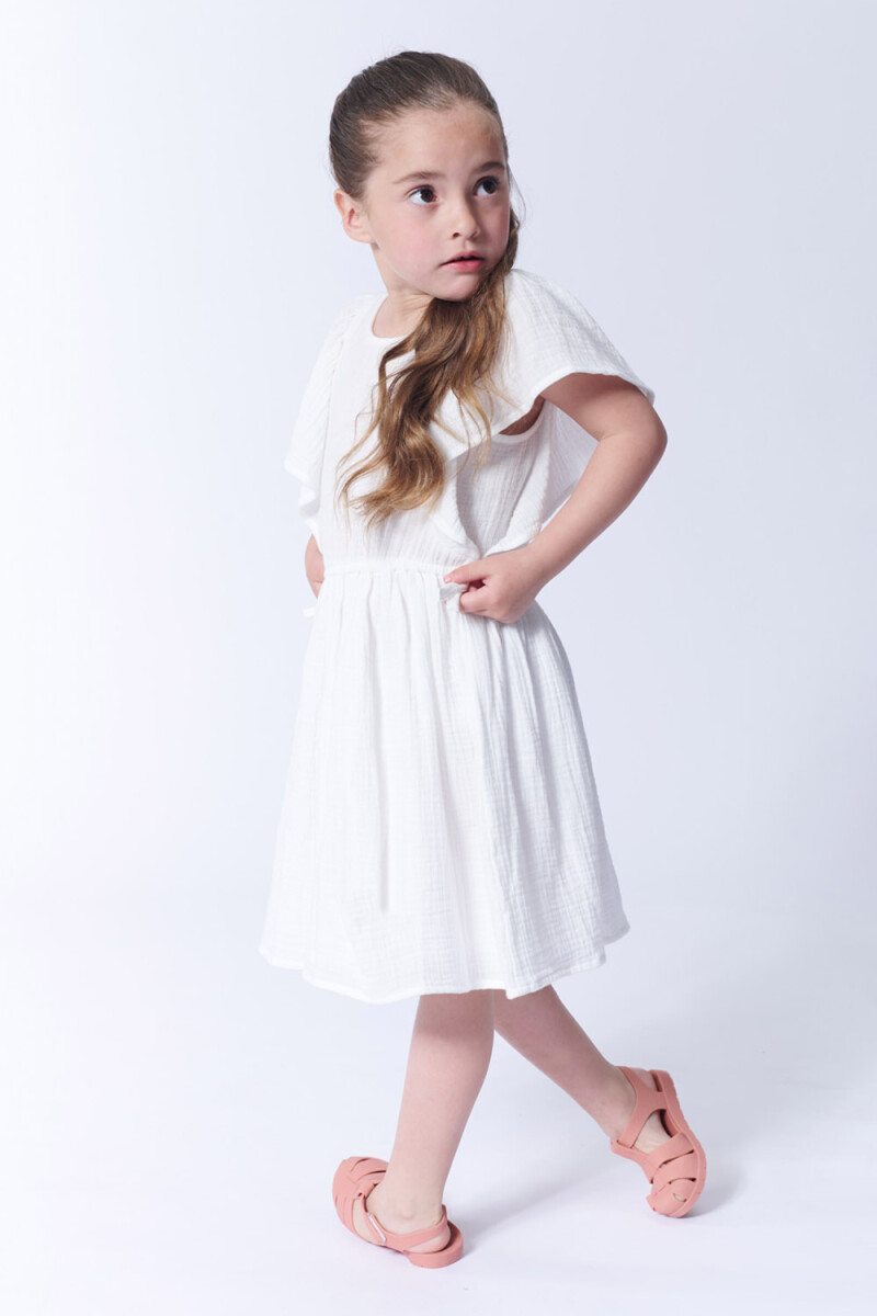 Vestido rustico volados Crudo