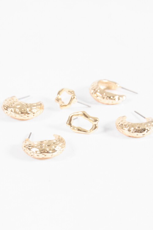 Set de aros labrados dorado