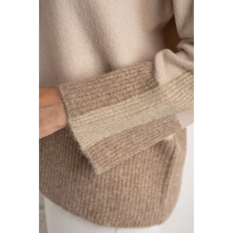 Polera Color Block Beige Melange