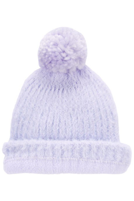 Gorro con pom pom, lavanda. Talles 0/9M - 12/24M Sin color