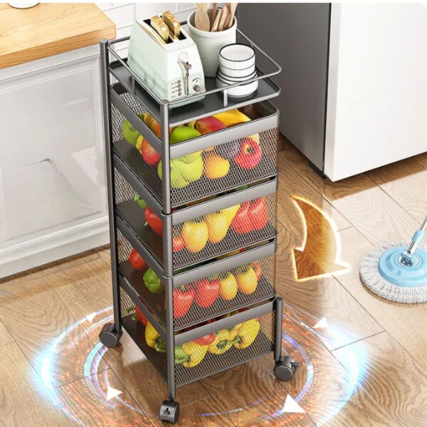 Carro Organizador con Ruedas y 4 Estantes Multiuso cocina baño Imback Color Negro Carro Organizador con Ruedas y 4 Estantes Multiuso cocina baño Imback Color Negro