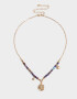 Collares Cortos Con Piedra Natural Collar Corto Bañado En Oro Con Piedra Natural - Dorado
