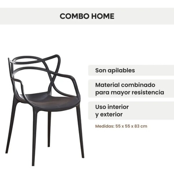 Silla Comedor ComboHome Allegra Nórdica Exterior Interior Negro 1