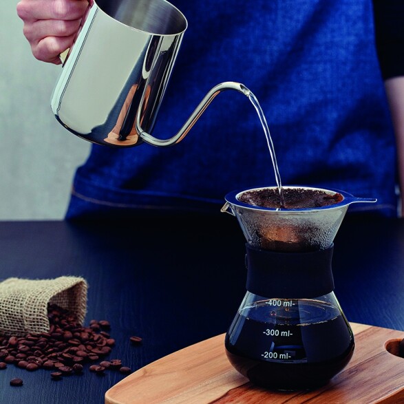 Cafetera con colador en vidrio y acero inox. -TRAMONTINA TF6628