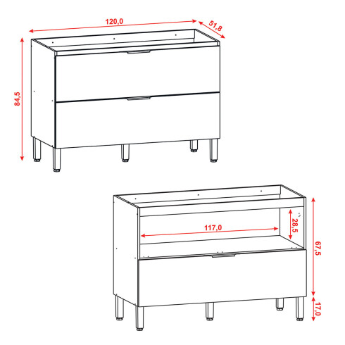 BAJO MESADA BASCULANTE MOBILIARIO COCINA MDP VIV ALUMINIO GAMAS DE BEIGE
