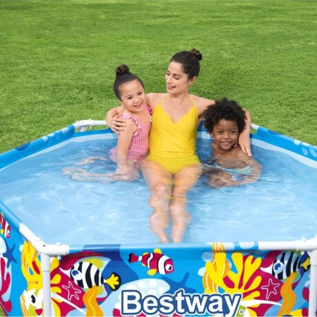 Piscina Infantil Steel Pro Bestway Toldo Extraíble Rociador Azul