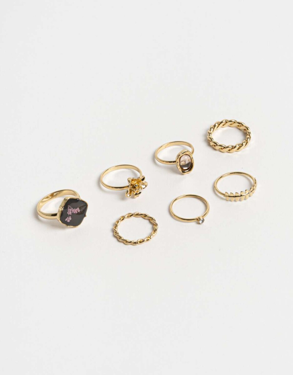 Sets Anillos Flores atrapadas - Dorado 