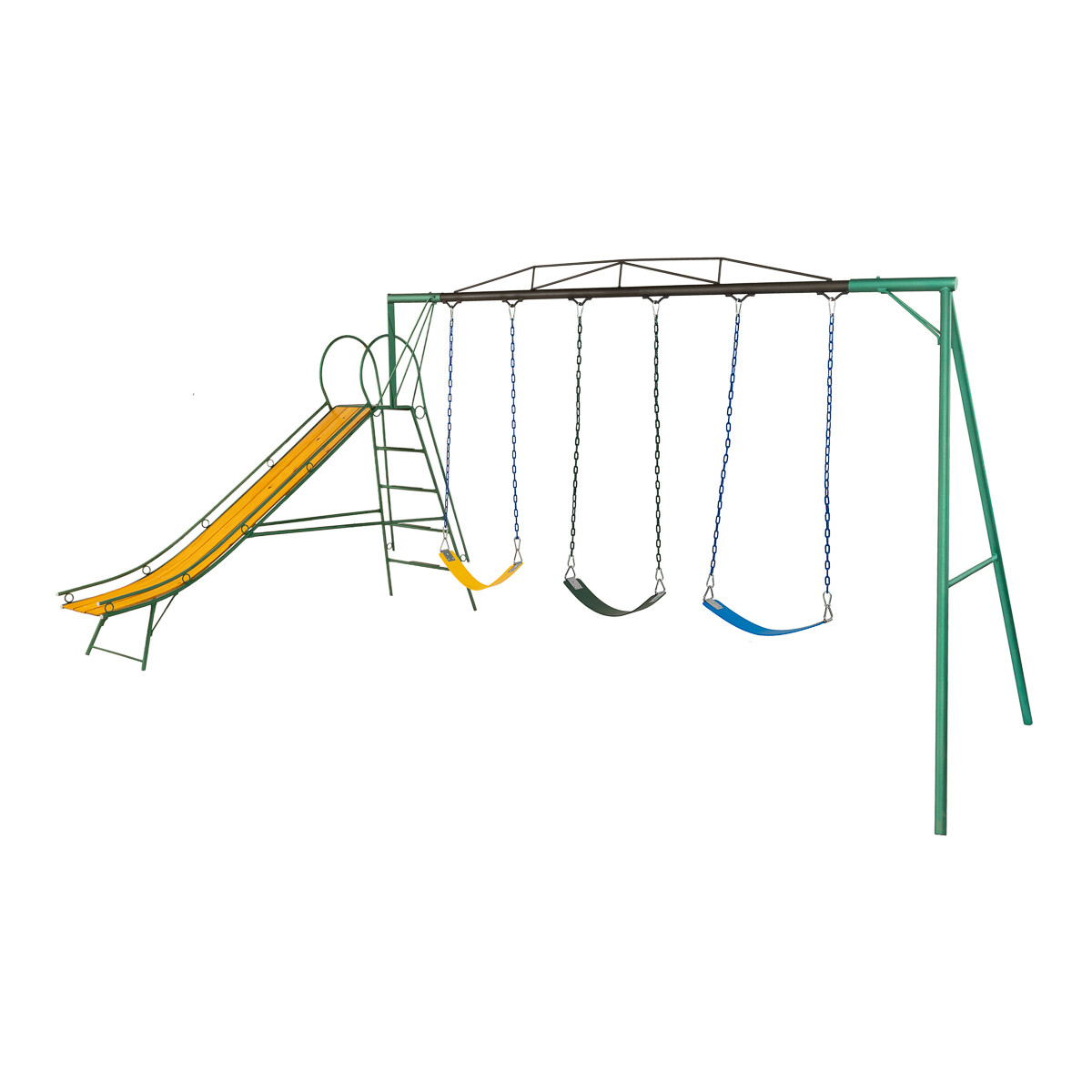 Juego Combinado Infantil con tobogán N°3. 3 hamacas de cincha 