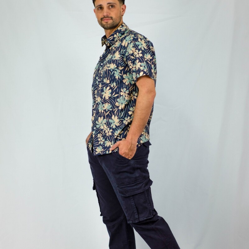 Camisa estampada Hawai Blue Flower