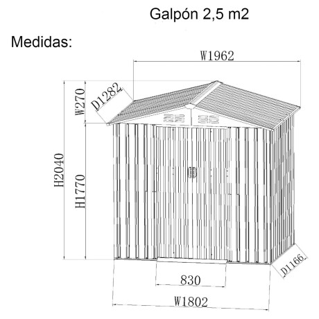 Galpón Prefabricado Reforzado 2,5M2 + Alarma Galpón Prefabricado Reforzado 2,5M2 + Alarma