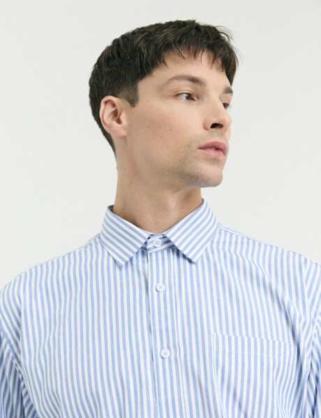 012626 CAMISA HARRINGTON LABEL Blanco/celeste