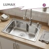Pileta de cocina Lumax Acero Simple Canilla flexible 55x40 cm Plateado