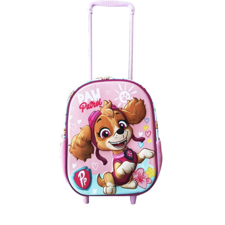 Mochila Infantil Paw Patrol 3D Con Carro 30 Cm Coral