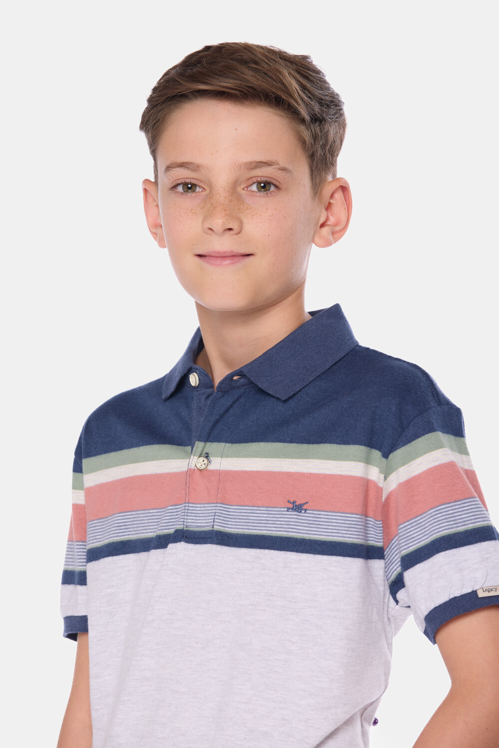 REMERA POLO RAYADA Gris